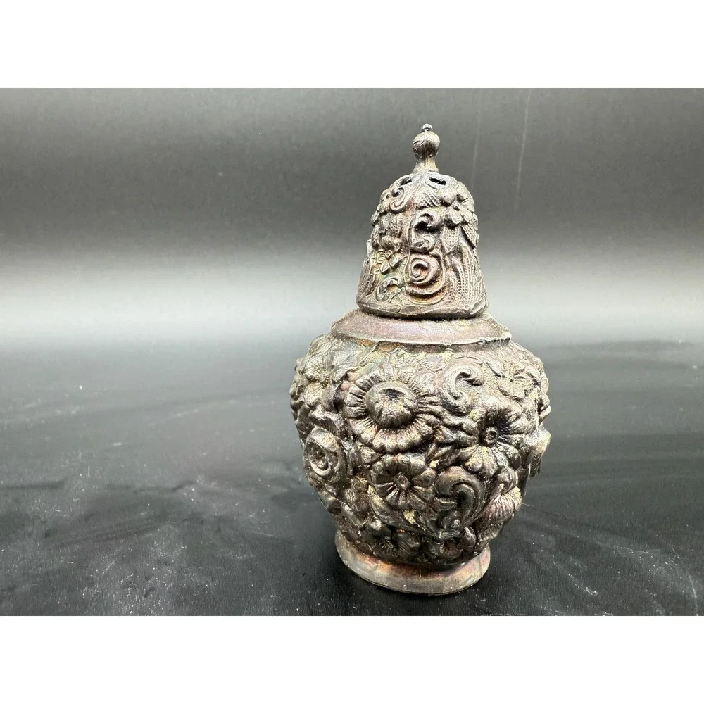 Antique Wilcox & Ball Silverplate Lidded Potpourri Jar Floral Embossed Victorian